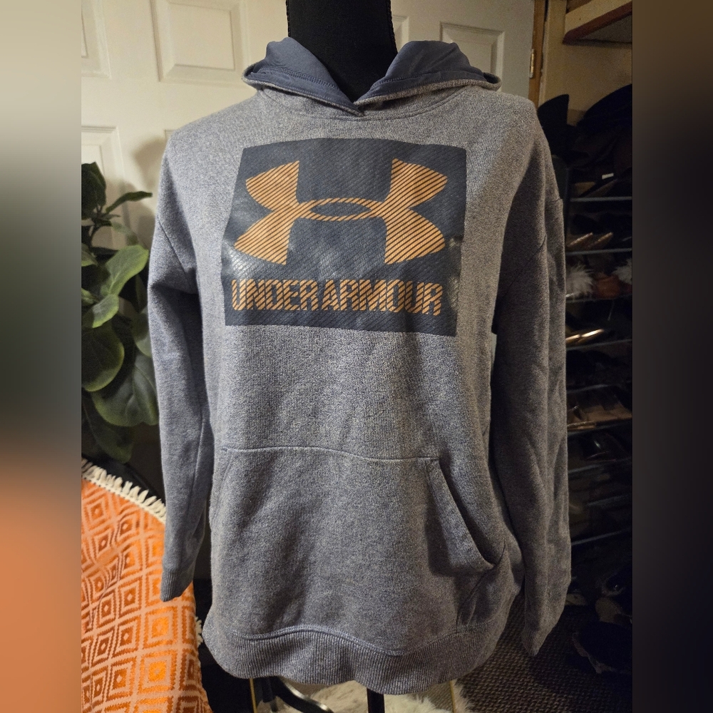 Under Armour Heather Grey Unisex Pullover Hoodie Sz Youth XL - Picture 3 of 10